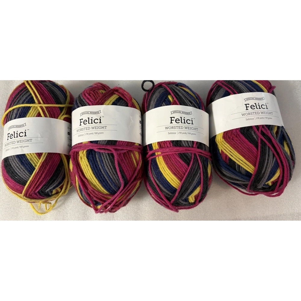 Knit Picks Felici Worsted Yarn Solstice Lot4 Merino Wool Nylon218YdsDiscontinued